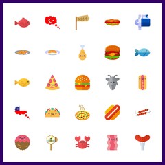 25 meat icon. Vector illustration meat set. salmon and hot dog icons for meat works