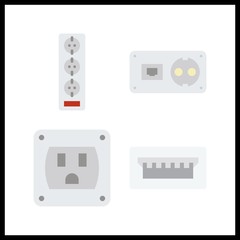 4 plug icon. Vector illustration plug set. socket and usb icons for plug works