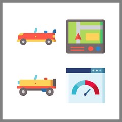 4 auto icon. Vector illustration auto set. sport car and car icons for auto works