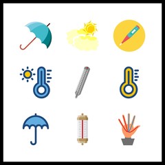 9 meteorology icon. Vector illustration meteorology set. umbrella and cloudy icons for meteorology works