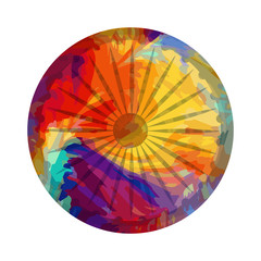 Dharma wheel symbol in colorful colors for happy holi holiday, india independence day