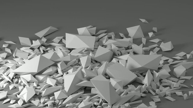 Order to disorder. Complex fractal star collapses to chaotic distribution of blocks.