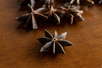Macro image of Illicium verum fruits