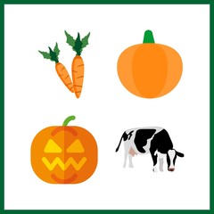 4 agriculture icon. Vector illustration agriculture set. cows and pumpkin icons for agriculture works