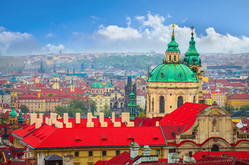 Obraz premium Spring aerial view of Old Town Prague, Czech Republic.