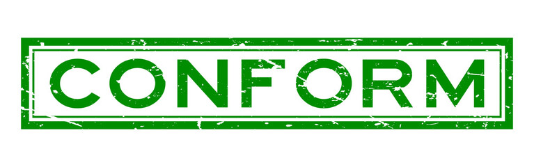 Grunge green conform word square rubber seal stamp on white background