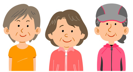 スポーツウェアを着たシニアの女性3人