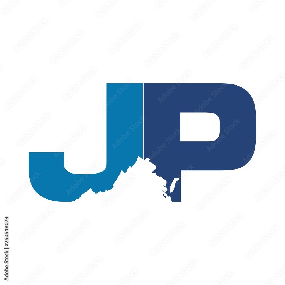 Canvas Prints letter j and p vector logo. virginia map.