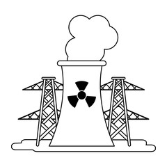 Nuclear industrial plant black and white