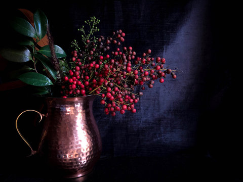 Berry Branch in Copper Pitcher