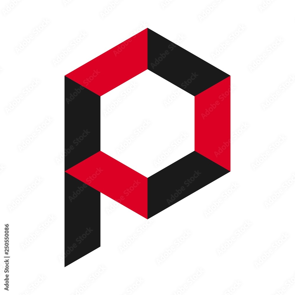 Wall mural letter p vector logo. hexagonal logo.