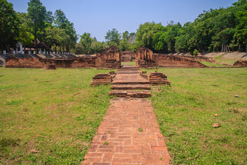 Old Wat Nan Chang temple, one of the ruined temples in Wiang Kum Kam, an historic settlement and archaeological site that built by King Mangrai the Great since 16th century, Chiang Mai, Thailand.
