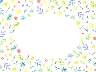 手描き水彩の植物フレーム