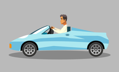 Successful Man in Convertible Sports Car Clipart