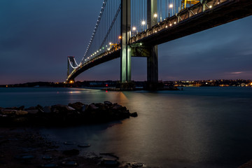 Verrazzano-Narrows bridge in Brooklyn, NYC at night