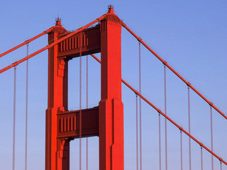 extreme close up of the north pylon of golden gate bridge in san francisco