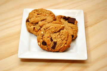 Chocolate Chunk Cookies on a Plate
