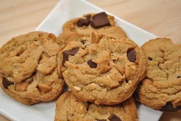 Chocolate Chunk Cookies on a Plate