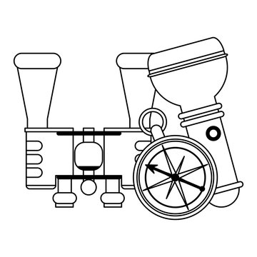 Camping lifestyle equipment black and white