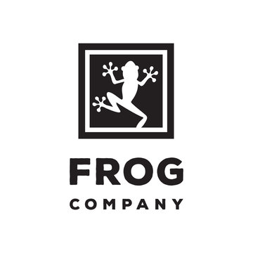 frog silhouette in wall logo icon vector template