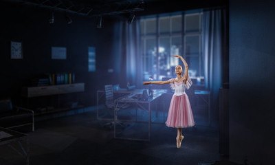 Obraz premium Dreaming to become ballerina. Mixed media