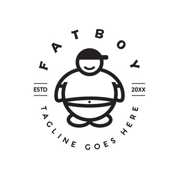 Monoline Fat Boy Logo Icon Vector Template
