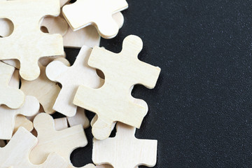 Top view of Jigsaw puzzle pieces
