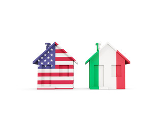 Two houses with flags of United States and italy