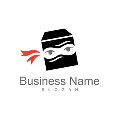 ninja box logo, delivery business mascot