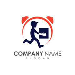 delivery man logo,  courier logo template,  on time delivery icon