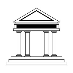 Bank building symbol black and white