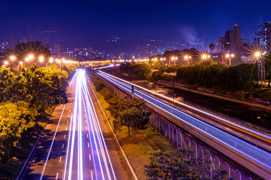 Traffic In Medellin At Night