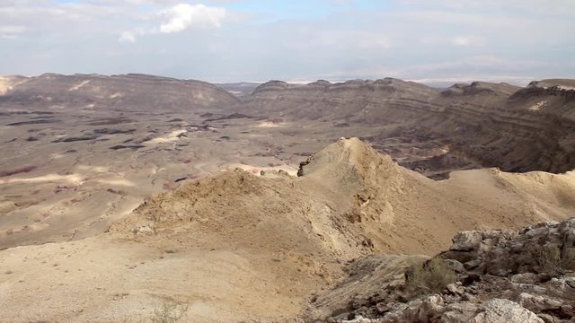 Steady shot of Ramon Crater landscape from  Israel