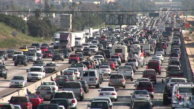 Heavy traffic on Freeway in Los Angeles United States
