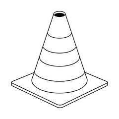 construction traffic cone symbol black and white