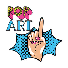 hand with index finger up pop art