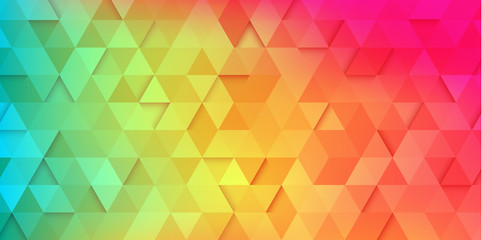 Bright spectrum background with abstract geometric pattern of triangles.