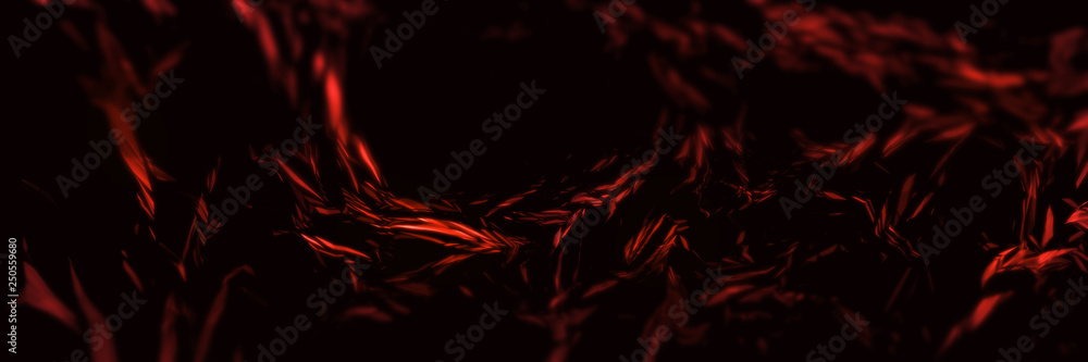 Poster 3d rendering of abstract futuristic polygonal geometry shape with glowing led red color laser beam i