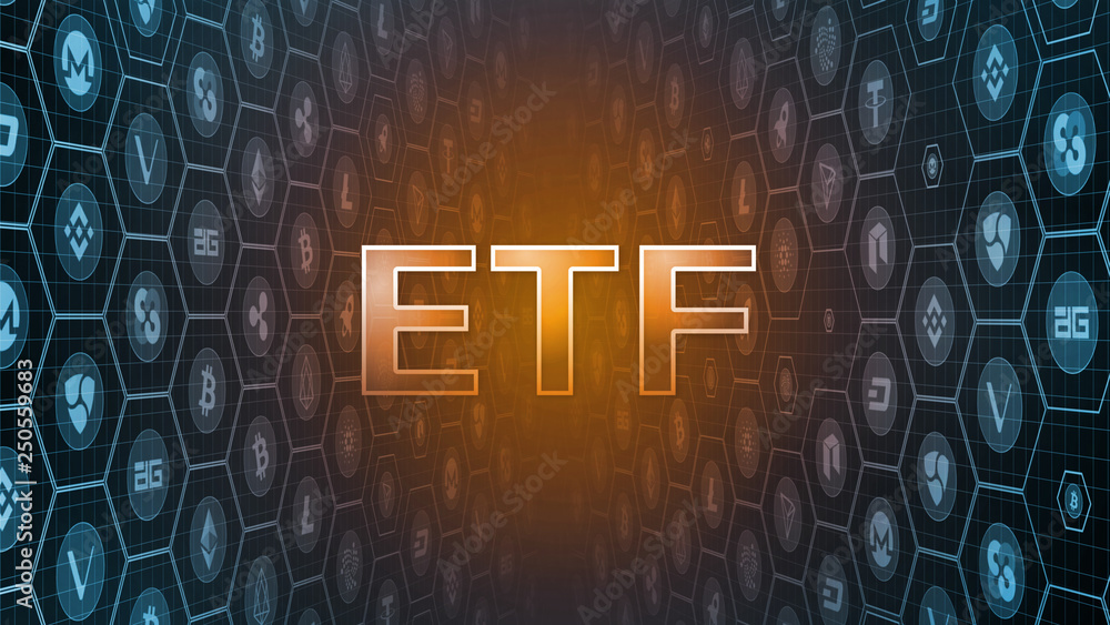 Poster 3d rendering of glowing text with bitcoin and crypto currency coins background. sec delays decision 