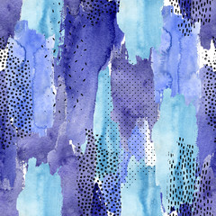 Materiał do szycia Abstract watercolor and ink doodle shapes seamless pattern