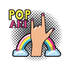 hand with sign rock pop art