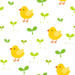 Cute chick with sprout pattern