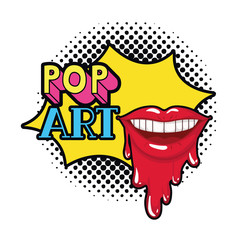 female mouth dripping isolated icon