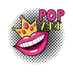 female mouth pop art style isolated icon
