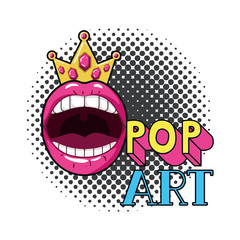 female mouth pop art style isolated icon
