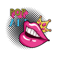 female mouth pop art style isolated icon