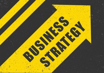 Business Strategy - text on the background of the arrow road sign. Vector. Flat design.