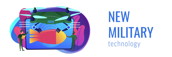 Military drone concept banner header.