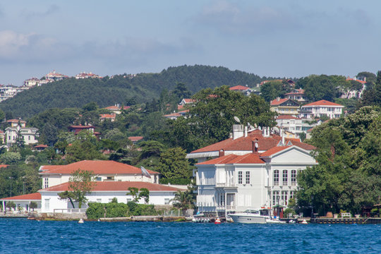 buildings and palaces on the side of besphore in Istanbul in turkey