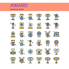 Award Icons Set. UI Pixel Perfect Well-crafted Vector Thin Line Icons. The illustrations are a vector.